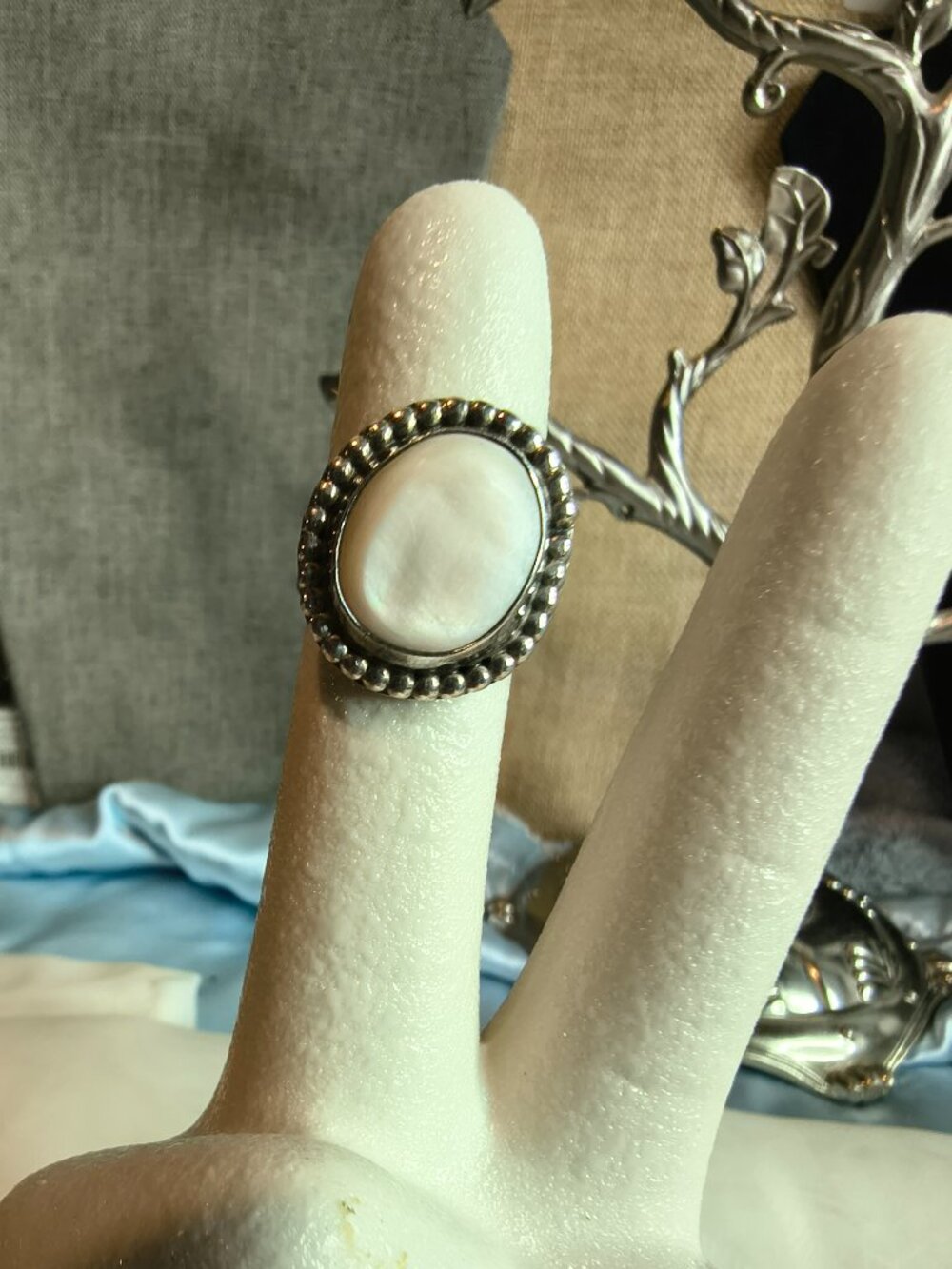 Sterling 925 Silver Pale Pink Mother of Pearl Ring